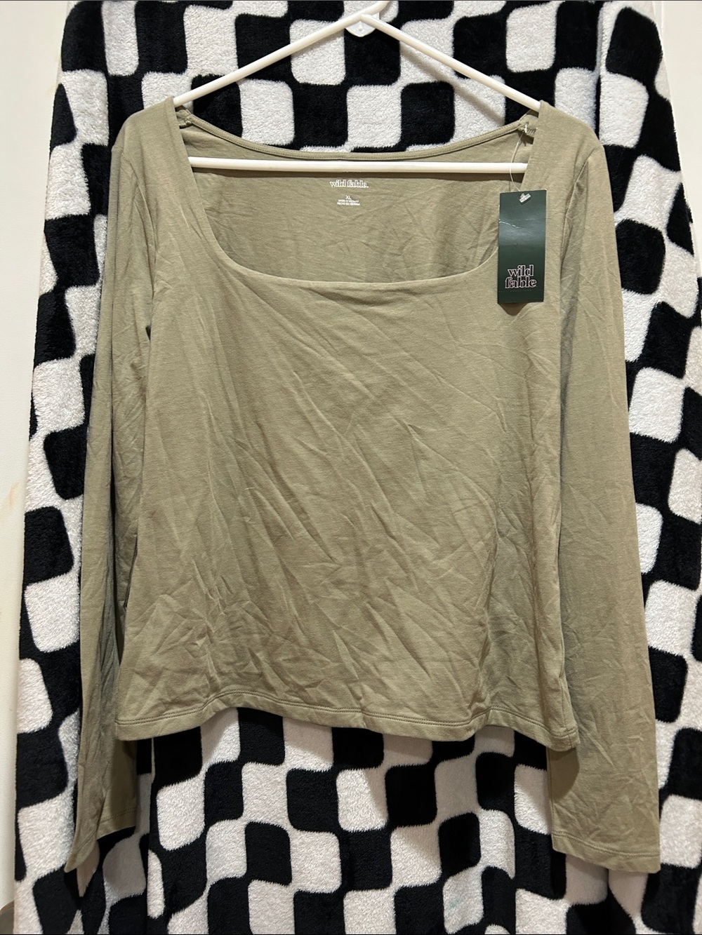 wild fable Olive Square-Neck Long Sleeve Top - Sage Olive